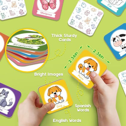 Edulok Memory Card Game, Toddler Match Game, Learn Spanish for Kids, Bilingual Flash Cards, Learning Toys for 4 Year Old, Preschool Learning Activities, Homeschool Supplies, Kindergarten Toys - style: Animal