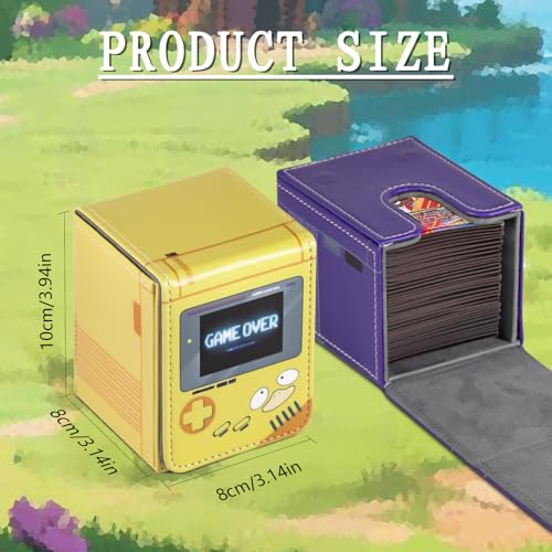 Card Deck Box Fits for YGO MTG,100+ Card Storage Box Trading Games PU Leather Storage Premium Deck Case (Game Purple) - color: Game Purple