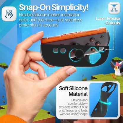 TNP JoyCon 2 Case Cover for Nintendo Switch 2 2025 - Soft Anti-Slip Silicone Protective Skin with Thumb Grip Caps Compatible with Nintendo Switch 2 Joy-Con 2 Controllers, 2 Pack (Black) - color: Black