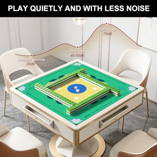 Mahjong Mat for Table with Rules, 31.5" x 31.5" Noise Reduction Non Slip Waterproof Mah Jong Table Mat with Carrying Bag, Suitable for Mahjong, Poker, Board Games, Dominoes, and Card Games(Green) - color: Green