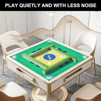 Mahjong Mat for Table with Rules, 31.5" x 31.5" Noise Reduction Non Slip Waterproof Mah Jong Table Mat with Carrying Bag, Suitable for Mahjong, Poker, Board Games, Dominoes, and Card Games(Green) - color: Green