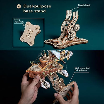 GuDoQi 3D Wooden Puzzles for Adults, DIY Fantasy Spaceship Model Kit, Educational Brain Teaser for Adults to Build, DIY Assembly Kit, Woodcraft Kit, Make Your Own Gifts for Christmas Day