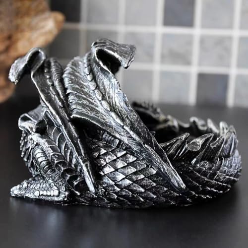 Elegant Dragon Dice Holder Tower - Perfect Dragon Gifts for Men, DND DICE Jail,DND Gifts for Men, 5.12 inches - color: Antique Sliver