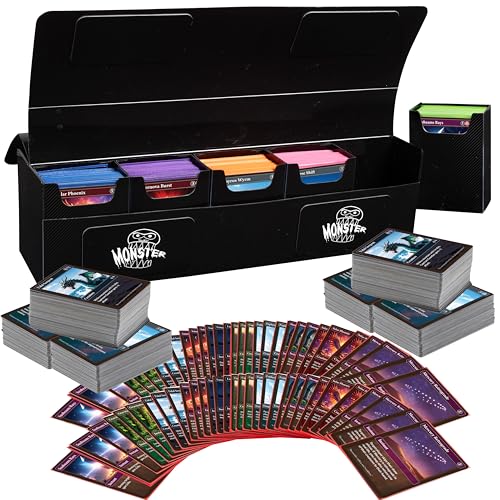 Monster Protectors Magnetic Deca 10 Deck Box- Black, Holds 750 TCG Cards, Self-Locking Closure- Compatible with Pokémon, MTG Magic: The Gathering, & Yu-Gi-Oh | Fits Standard & Small Size Trading Cards - color: black