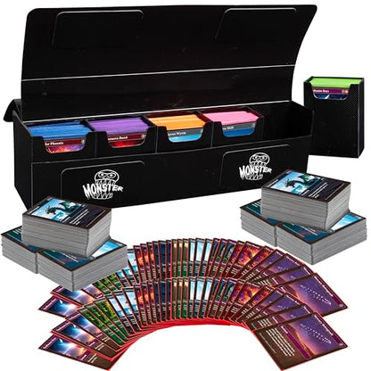 Monster Protectors Magnetic Deca 10 Deck Box- Black, Holds 750 TCG Cards, Self-Locking Closure- Compatible with Pokémon, MTG Magic: The Gathering, & Yu-Gi-Oh | Fits Standard & Small Size Trading Cards - color: black