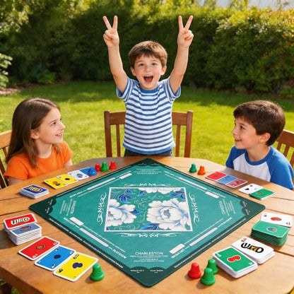 Teal American Mahjong Mat with Rules | Non Slip Noise Reduction Mah Jong Mat Mahjong Table Mat with Carry Bag for Playing Tiles Poker Board Games(Avocado Green) - color: Avocado Green