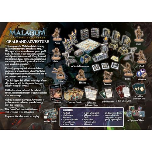 Maladum of Ale & Adventure Expansion - Fantasy Dungeon Crawler Game Immersive Terrain Solo, Co-op and Adversarial Play