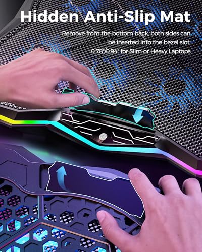 AICHESON Gaming Laptop Cooling Pad with 8 Fans, RGB Computer Stand for 15.6-17.3 Inch Notebook with 7 Height Slots, 2 USB Ports, AA3 - color: RGBLight