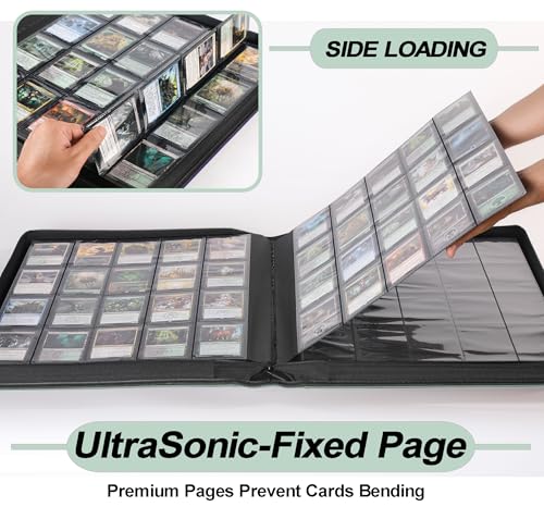 Premium 2000 Pocket Card Binder - 20 Pocket Trading Card Binder with Sleeves Fits 2000 Cards, Ringless Card Album for TCG - Model A，Asakusa Green - color: 20P - Asakusa Green