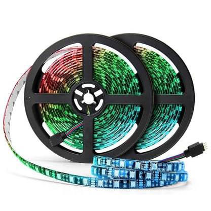 SUPERNIGHT RGB LED Strip Lights Waterproof, 16.4ft 300LEDs (2 Pcs) | Color Changing, Cuttable, Flexible LED Light Strip for Bedroom, TV Back Lighting, Christmas, Valentine's Day, Black PCB