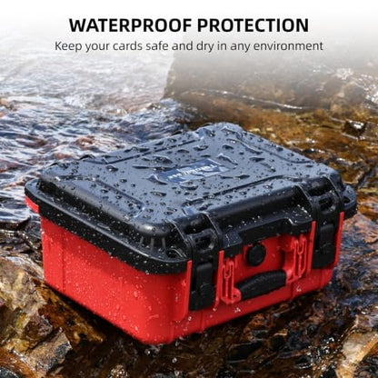 Baseball Card Storage Box, Extra Large Graded Card Case, Hard Carrying Case | Waterproof Slab Case for Graded Cards with 8 Dividers; Holds PSA, BGS, SGC, CGC, CSG Slabs, Top Loaders and Magnetic Holders. - color: Extra-Large Capacity / Black＆Red
