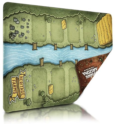 Galen's Games Double-Sided Strategy Playmat, Neoprene TCG Playmat for Heritage Farms and Verdant Arizona, 16x10 Card Game Mat, Soft Playing Card Mat