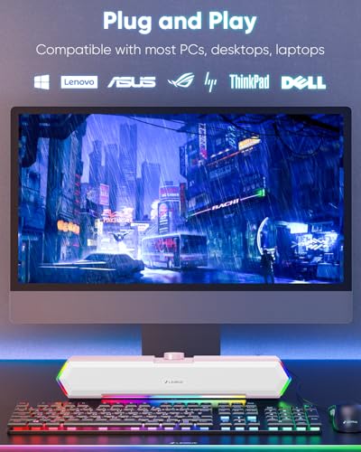 LENRUE G11 Computer Speakers for Desktop, Touch Lights PC Speakers with Surge Clear Sound, USB C/USB Powered for Computer Desktop PC Laptop Monitor(Pink) - color: Pink