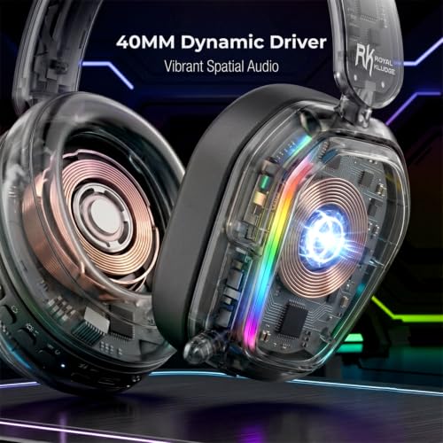 RK ROYAL KLUDGE HG101 V2 Wireless Gaming Headset, 2.4G/Bluetooth 6.0/3.5mm Wired Headphones, 7.1 Surround Sound, 40mm Drivers, Memory Foam Cushions, Works with Xbox, PS4/5, PC, Switch, Black - color: Black