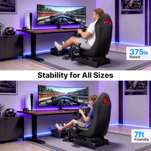 DIWANGUS Racing Simulator Cockpit, Foldable Steel Sim Rig with Seat | Adjustable Wheel Deck Height & Angle, Pedal Angle & Position, Foldable Frame, Fits Logitech, MOZA, Thrustmaster