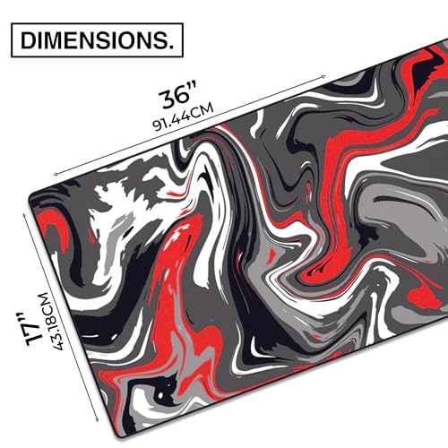 Red & Black Gaming Desk Pad, 36" x 17" Duraglyde Non-Slip Desk Mat | Strata, Durable Surface, Washable Fabric, Smooth Glide, Stable Grip, Large Keyboard and Mouse Pad for Everyday Use - color: Aeroglyde Red & Black, size: 36L x 17W inches