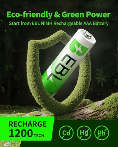 EBL AAA Rechargeable Batteries, 28-Pack, 1100mAh 1.2V Ni-MH Battery | Mercury-Free, 1200 Cycles, Pre-charged, Low Self-Discharge, AAA Size, Universal Fit for Flashlights, Remotes - size: 28 AAA