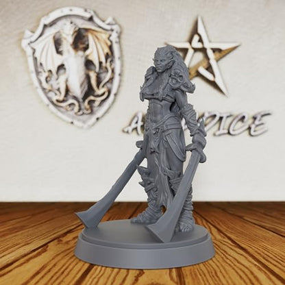 Fantasy Warrior Figure for DND Campaigns - Unpainted 28mm Barbarian Chieftain Miniature for Tabletop RPG, TRPG Battles & Army Building - Hand-Paint Ready Hero Model-AS130
