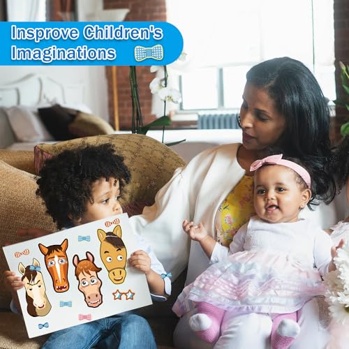 Aowplc 48 Pcs Make A Horse Sticker Sheets Mix and Match for Kids Horse Party Favors Supplies Birthday Gifts Activity Crafts - style: Horses