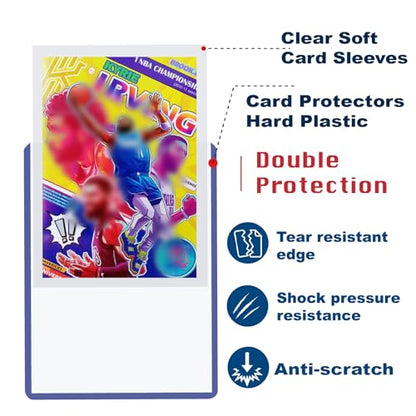 200 Top Loaders for Cards for Baseball, Football, MTG Cards, Ultra-Clear Protectors for Trading Collectibles (100 Hard Sleeves+100 Soft Sleeves) - size: 100 Hard Sleeves+100 Soft Sleeves