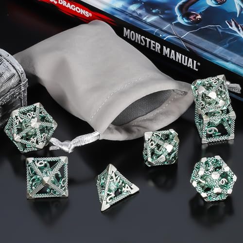 Mystery Dice Set – 7 Pcs Metal Polyhedral Dice + 1 Pcs Velvet Bag | Random Various Style Metal DND Dice & Dice Bag, Gifts for D&D, Pathfinder, MTG, Game Night, Dice Goblins, RPG Players & DMs - style: 1 bag Metal Mystery Dice