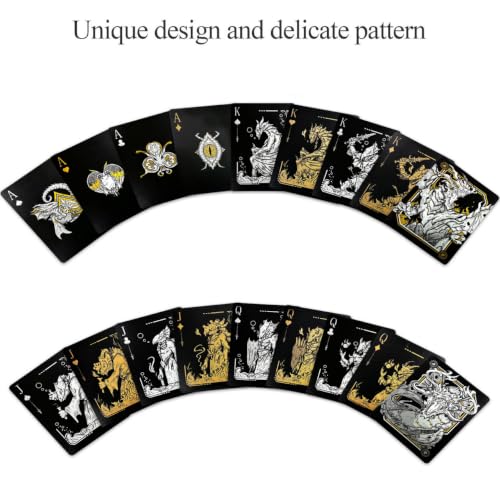 WJPC Easy Shuffling Plastic Waterproof Playing Cards,Cool Black Dragon Poker Cards for Game and Party, Deck of Cards（Dragon - color: 1215longkuan