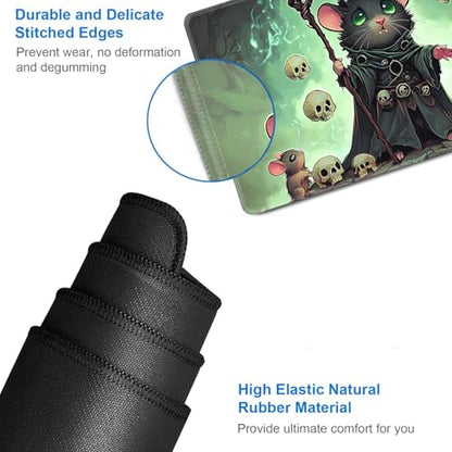 for MTG Game Playmat - 24 x 14 inches with Dices and Storage Bags, Non-Slip Base for TCG and Board Game Card Mats, Trading Card Games Mat, Mouse Wizard Pattern Collectible Card Playmats - color: Jv-playmat-p7-1-g195