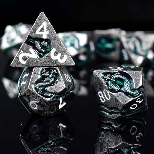 RULE DICE Serpent's Cunning DND Dice Set - Metal Dungeons and Dragons Dice for Players & DMS - Balanced Polyhedral D&D Dice, Unique D and D Gift for GMS and Players - color: Ld-antique Nickel