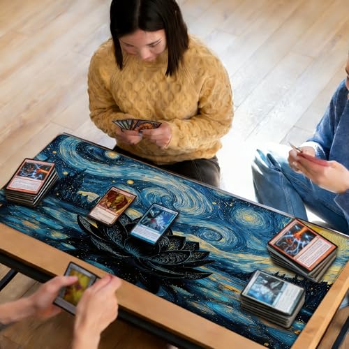 MTG Playmat TCG Card Game Mat Magic The Gathering Play Mat 24x14 Inch - color: Starry Starry Black Lotus