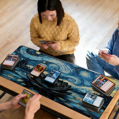MTG Playmat TCG Card Game Mat Magic The Gathering Play Mat 24x14 Inch - color: Starry Starry Black Lotus