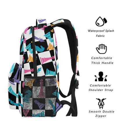 Backpack Colorful Chess Board Bookbag Daypack Travel Hiking Camping School Laptop Bag - color: Multi Pattern 20