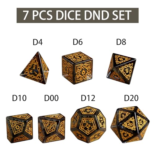 LUCKY-M Ivy Dice DND Set, Polyhedral Dice D&D for Dungeons and Dragons, Black Dice with Case for RPG MTG Tabletop Games Men & Women Gift(PII-Black) - color: Pii-black