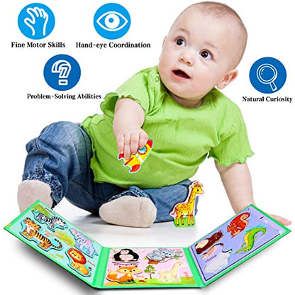 Magnetic Puzzles for Kids Ages 3-5, Travel Toddler Animal Puzzle Toy | Refrigerator Magnet Game for Ages 4-6, Learning & Birthday Gift for Boys, Car Airplane Road Trip Quiet-Time Activity Toys - style: Animal