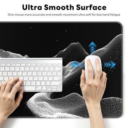 Large Gaming Mouse Pad, XL Desk Protector, Non-Slip Base | 31.5x15.7 in Extended Desk Mat with Stitched Edges for Keyboard, Work, Game, Office, Home PC and Laptop - color: Dot Mountains