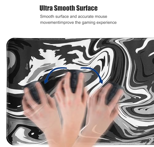Gaming Mouse Pad XL XXL with World Map(31.5 x 11.8in), Desk Mat&Large Mouse Pad Keyboard Mat 3MM Anti Slip and Waterproof Rubber Mouse Pad (Black Marble Fluid Design)… - color: Black Marble Fluid Design