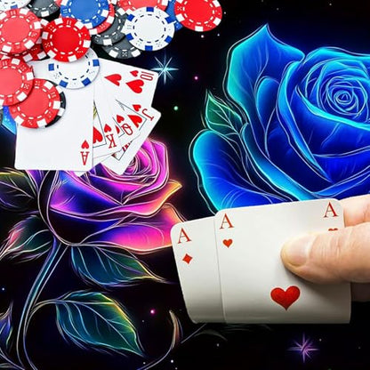 Blue Roses with Moon and Stars for MTG & TCG Playmat Mouse Pad,BFDHGQZC 24" x 14" Game Mat for MTG/RPG/CCG Trading Card Game Playmats Table Mat Perfect for Card Games Video Games Computer Office - color: Blue Roses With Moon and Stars