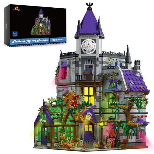 JMBricklayer Medieval Castle House Building Set for Adults, Ideas House Model Toy Construction Set with LED Lights, Medieval Mystery Mansion Collectible or Home Office Decor, Gift for Adult 30121 - style: 30121