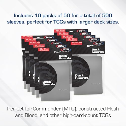 BCW Deck Guard - Double Matte Card Sleeves | 500 Count Box (10 Packs of 50) |Acid-Free, No PVC | Fits 2.5" x 3.5" | Archival Safe Sleeves for Protection (Gray) - color: Gray
