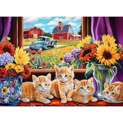 500 Pieces Jigsaw Puzzles for Adults, Cat Flower Truck Jigsaw Puzzles 500 Piece for Adults Seniors, Recycled Paper 500 Pieces Puzzle as Home Decor, Sturdy Puzzle Challenging Family Game Great Gift - style: Cat