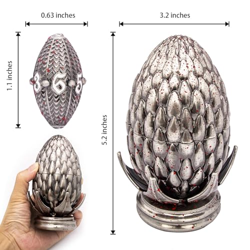 ARUOHHA DND Metal Dice Blood Splatter Dragon Egg Dice with Rotating Dragon Egg Shell, Role Playing Game RPG Polyhedral D and D Dice Set D20 D12 D10 D8 D6 D4 - color: Blood Splatter