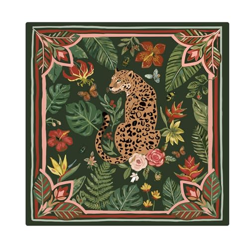 Drydiet Mahjong Mat for Table 31.5 x 31.5 Inch American Mahjong Mat with Carrying Bag, Non-Slip Noise Reduction Table Item for Family Poker Domino Board Game Night & Party Use(Leopard) - style: Leopard