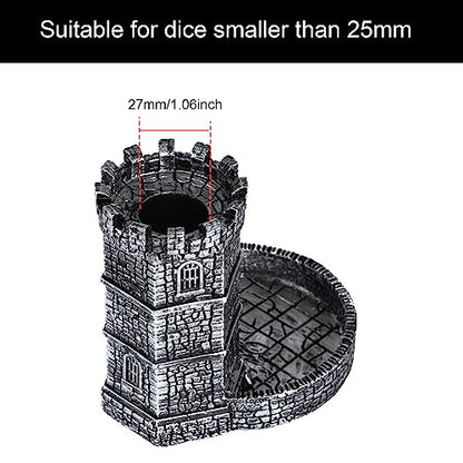 Castle DND Dice Tower, Dice Rolling Tower for Role Playing Games | Ancient Silver, Resin Material, D&D Accessory, DM Gift, Dungeons and Dragons RPG Board Games Tabletop Games - color: Nickel-silver