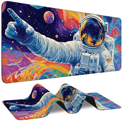 Mouse Pad for Gaming Astronaut Planets Big Gaming Mousepad Large Extended Mouse Mat Non-Slip Rubber Base Desk Pad with Stitched Edges for Office Gamer Home 35.4"X 15.7" - color: Japanese Great Wave