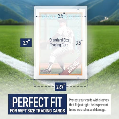 Premium Penny Sleeves for Trading Cards | Soft Trading Card Sleeves for Baseball Cards, Ultra Clear Plastic Pro Sports Card Sleeve, Football, MTG Collector Sleeve (Standard + Thick Options Available) - style: 55PT - 100 Count