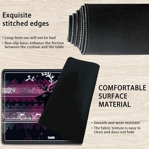 Board Game Mat TCG Playmat Plus 50 Pcs Card Sleeves, 24 x 14 inches Table Mats Games Mousepad with Zones Smooth Surface for MTG RPG CCG Trading Card Game Play Mats, Purple Xmas Deer - color: Purple Xmas Deer, size: Zone 1