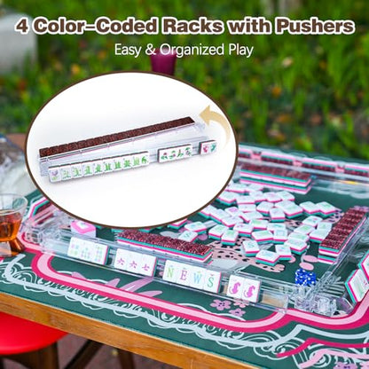 American Mahjong Game Set, Portable Carrying Bag,Acrylic 160 Tiles,Western Mahjong Tiles Set,Complete Ma Jong Set (Amber) - color: Amber