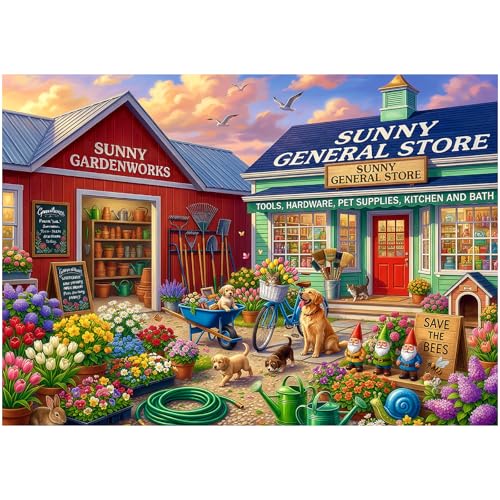 1000 Piece Colorful Flower Garden Puzzles for Adults | Charming Garden Store Jigsaw Puzzles for Adults 1000 Pieces, Impossible Hard Fun Challenging Garden Shed Jigsaw Puzzles - color: Garden Store