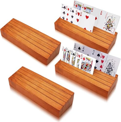 hismocal Playing Card Holders Deck Stand, Play Cards Holder for Kids or Elder People, Hands-Free Wood Holder Racks,Tray for Organizing Cards (4 Pack) - size: 4 Pack