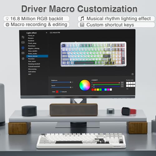 AULA F99 Wireless Mechanical Keyboard,Tri-Mode BT5.0/2.4GHz/USB-C Hot Swappable Custom Keyboard,Pre-lubed Linear Switches,RGB Backlit Computer Gaming Keyboards for PC/Tablet/PS/Xbox - color: Black&Grey&White