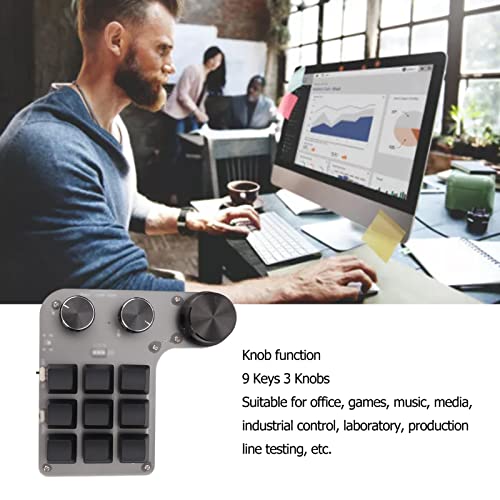 Sanpyl One Handed Mechanical Keypad, 9 Programmable Keys 3 Knobs, Dual Mode USB/Bluetooth Gaming Keyboard for PC
